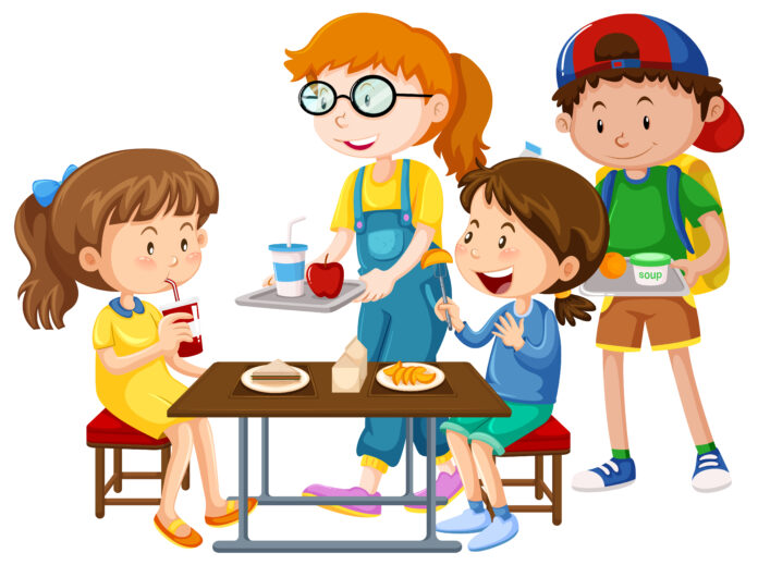 Children having meal at table